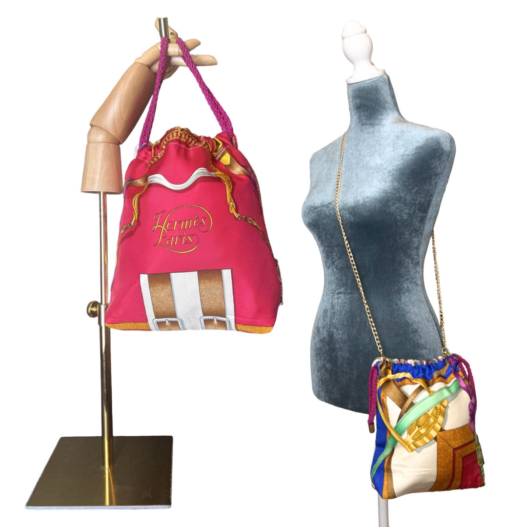 Grand Manege Vintage Scarf Drawstring Crossbody Bag