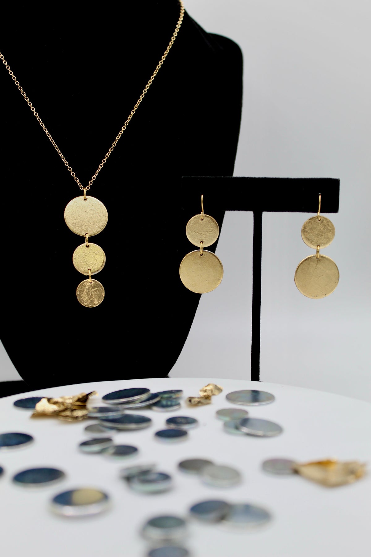 Enlight Earrings | Repurposed Automotive Steel | Gold Leaf | Gold Plated Ear Wire