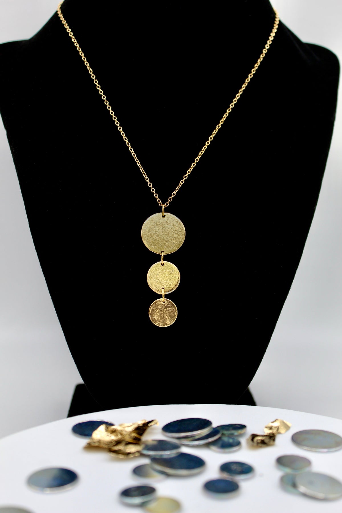 Enlight Necklace | Upcycled Steel Auto Parts | Gold Leaf | Adjustable Gold Plated Chain