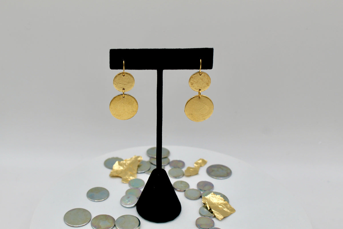 Enlight Earrings | Repurposed Automotive Steel | Gold Leaf | Gold Plated Ear Wire