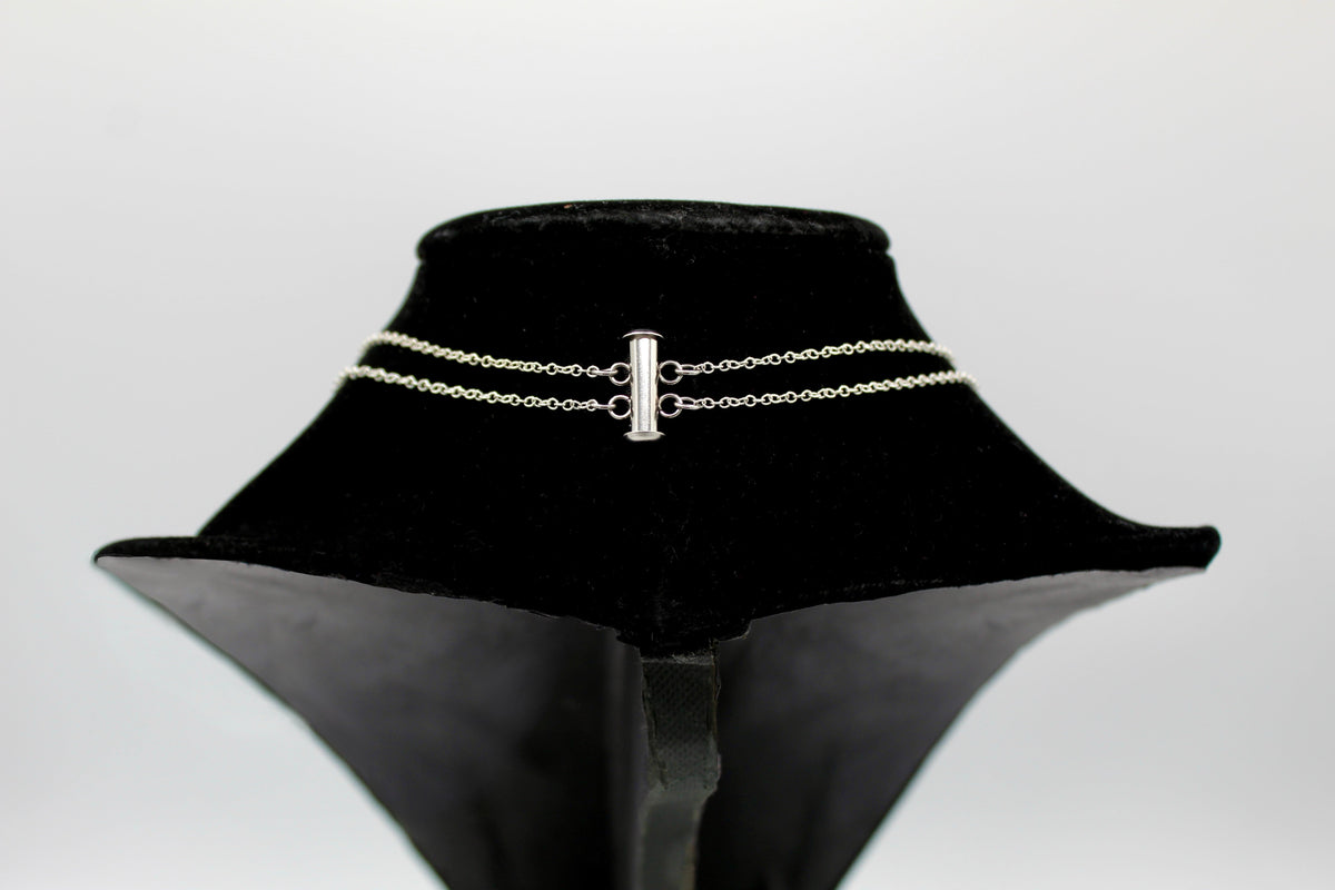 Layers Necklace | Salvaged Steel Auto Part | Sterling Silver Two-Strand Chain