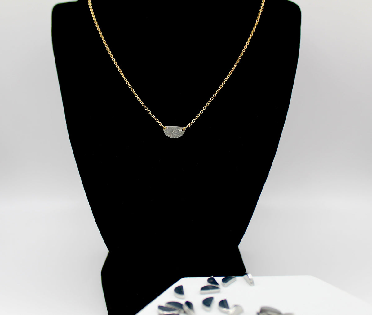 Cherish Necklace | Upcycled Aluminum Auto Parts | Adjustable Gold Plated Chain