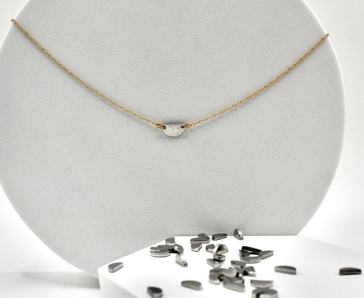 Cherish Necklace | Upcycled Aluminum Auto Parts | Adjustable Gold Plated Chain