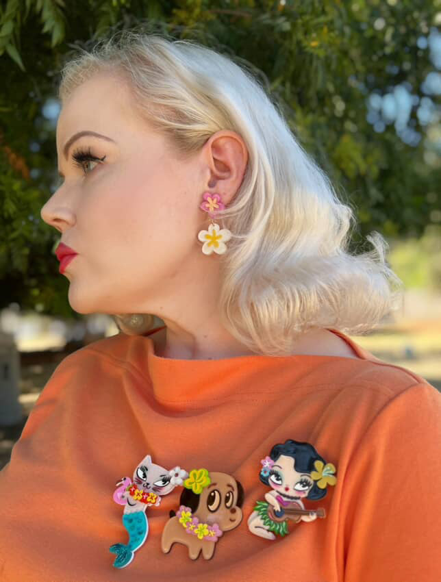Hula Lula Tiki Girl Brooch by Miss Fluff x Lipstick & Chrome