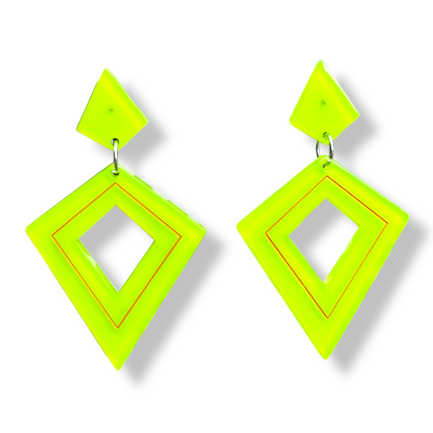 Retro Diamond Dangle Earrings by Lipstick & Chrome -GREEN