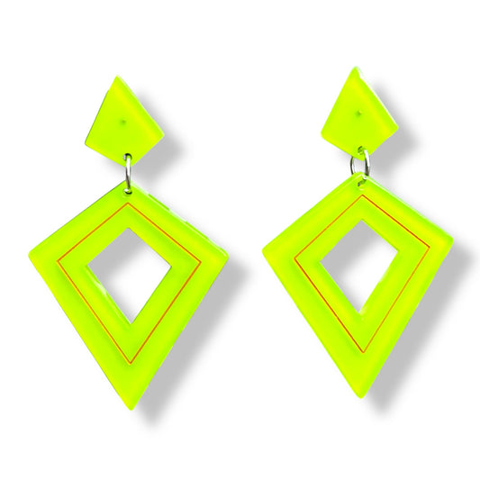 Retro Diamond Dangle Earrings by Lipstick & Chrome -GREEN