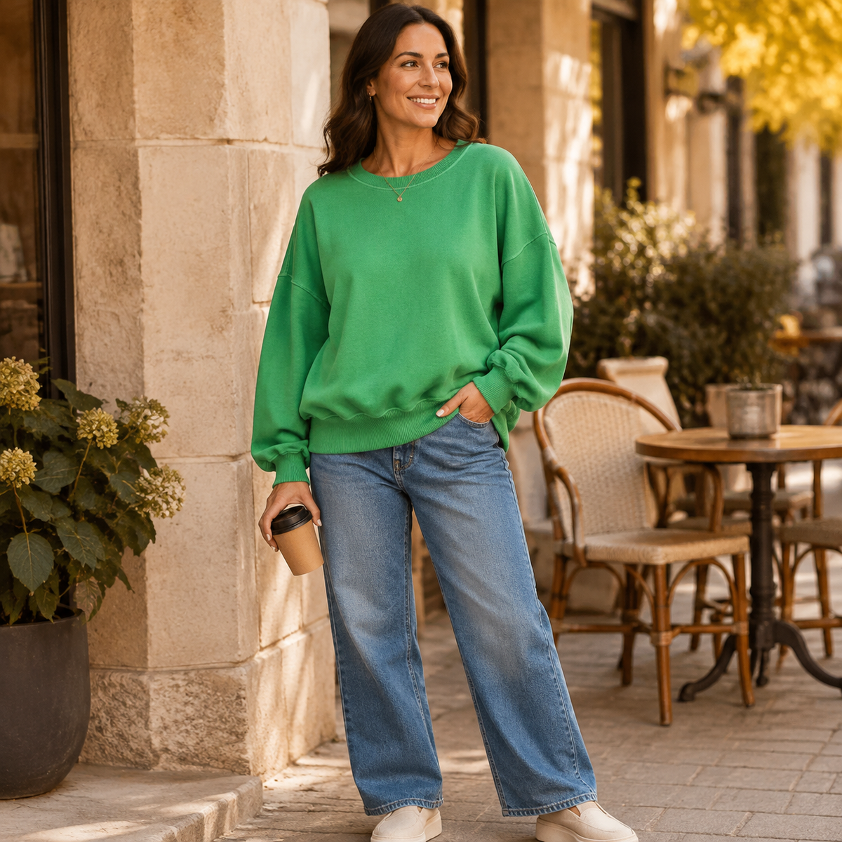 Crew Neck Comfort Washed Sweatshirt