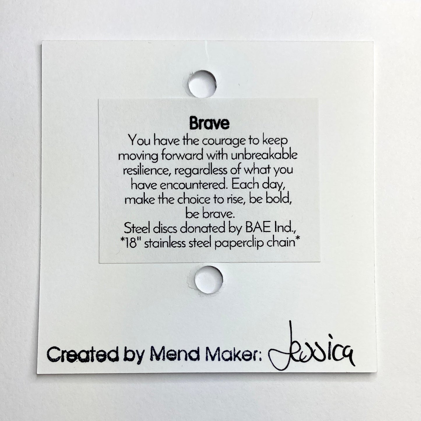 Brave Necklace | Repurposed Steel Automotive Parts | Stainless Steel Chain