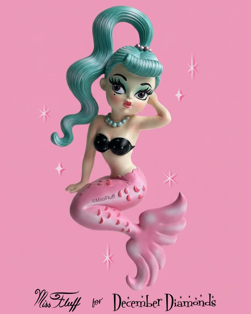 Isla 5.5" Teal Hair Baby Doll Mermaid Ornament | Miss Fluff December Diamonds