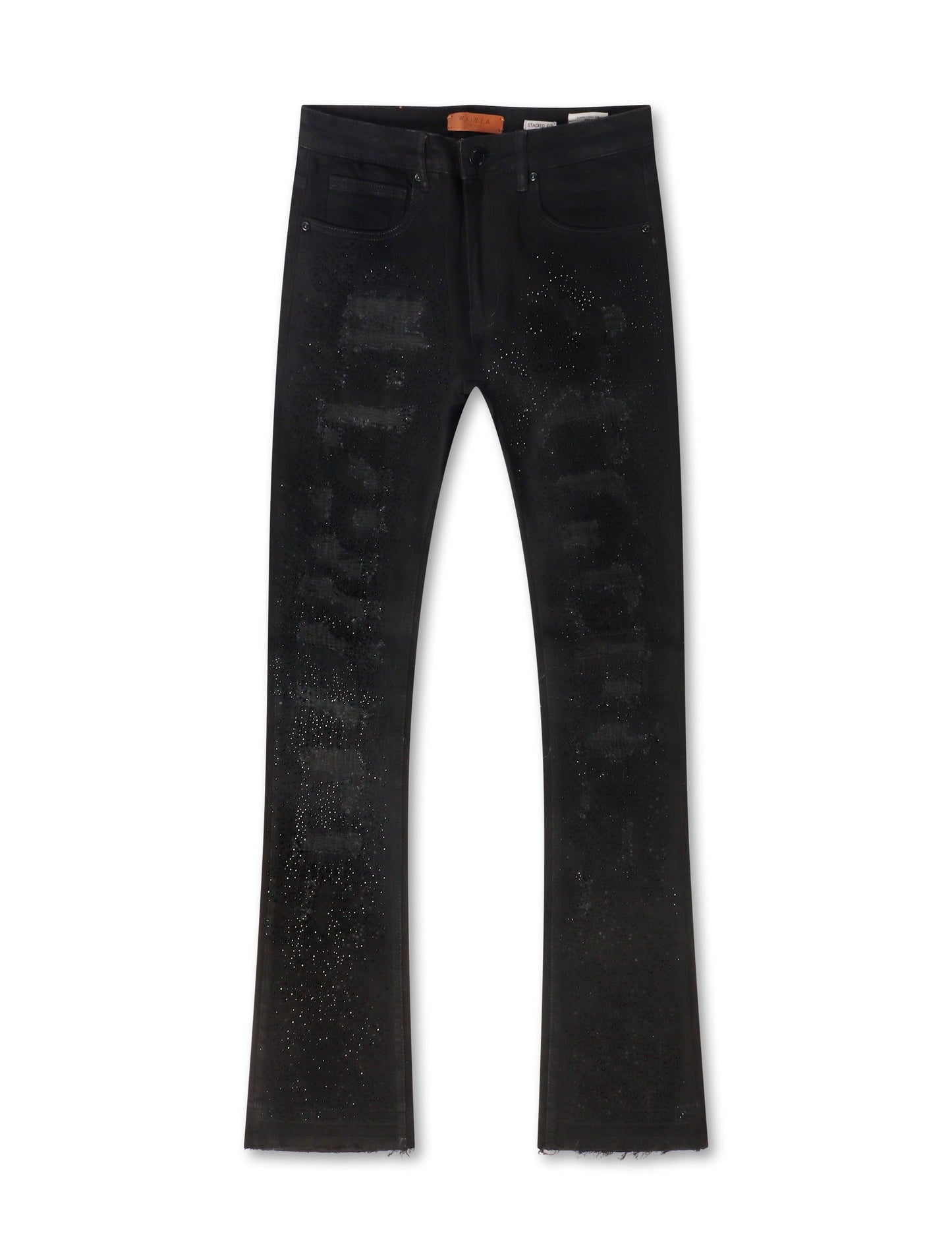 Waimea Rhinestone Stacked Fit Jeans - Jet Black