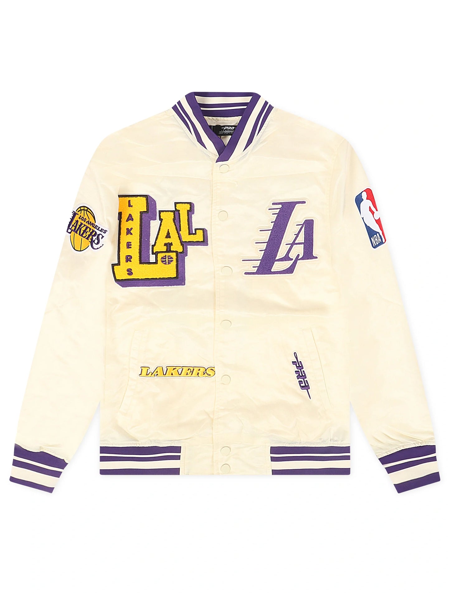 Pro Standard LA Lakers Rib Satin Jacket - Eggshell