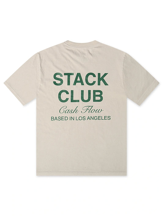 Stack Club Cash Flow Heavyweight Tee - Cream/Green