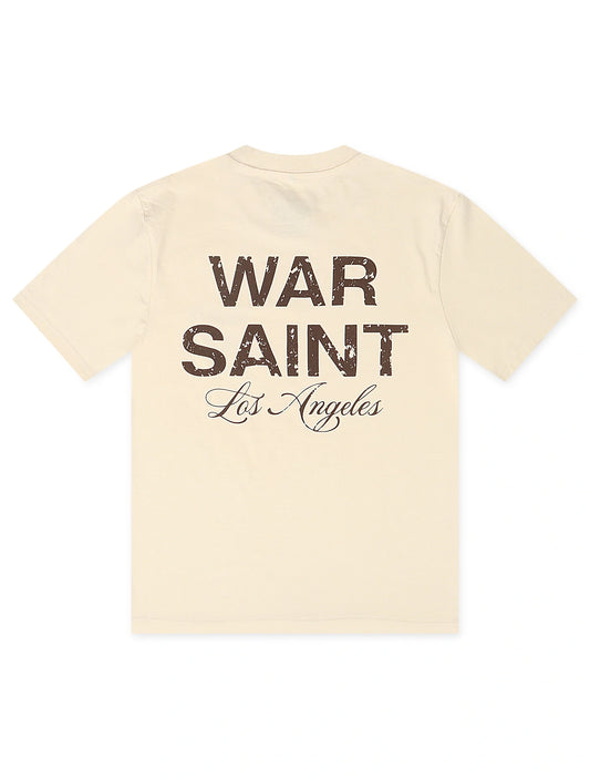 Warsaint LA Script Tee - Ecru/Brown