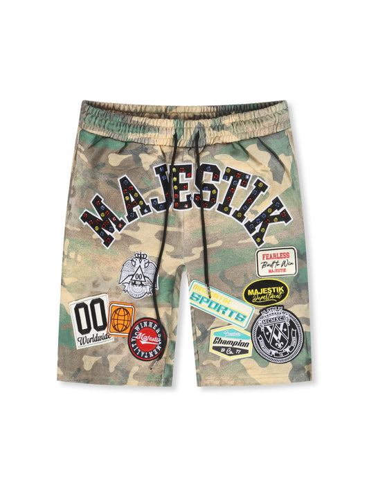 Majestik Pique Cut and Patch Shorts - Olive Camo