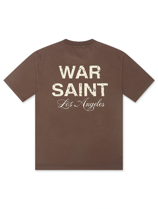 Warsaint LA Script Tee - Brown/White