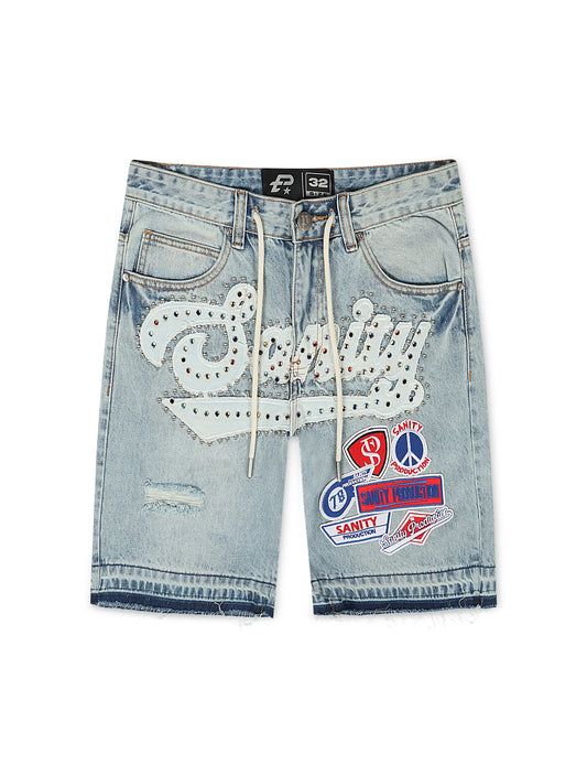 Politics Sanity Jorts - Light Wash