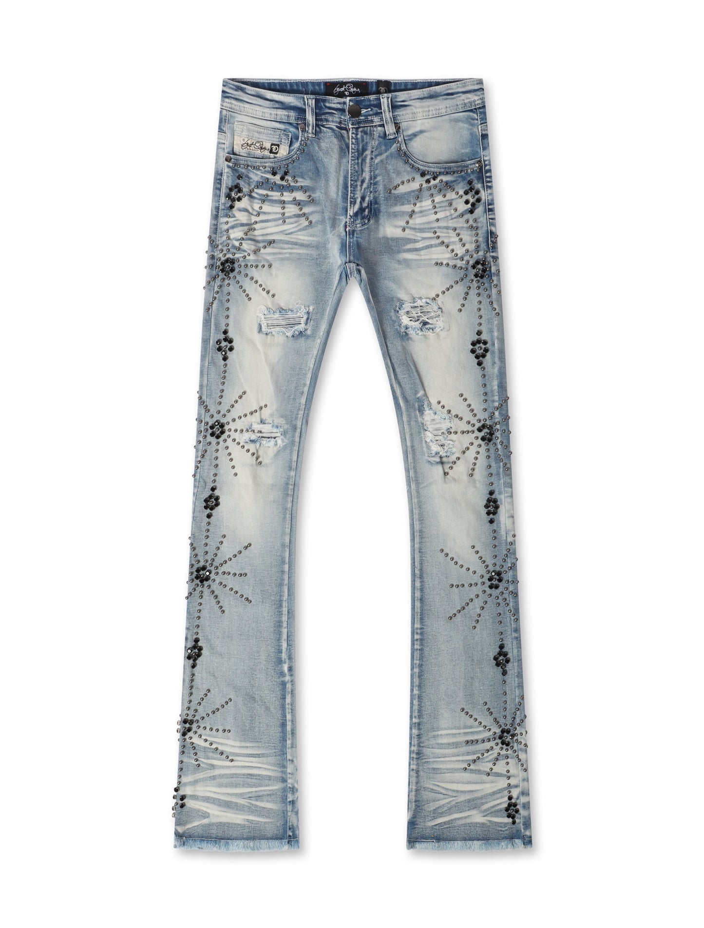 Frost Originals All Over Rhinestone Stacked Jean - Light Wash