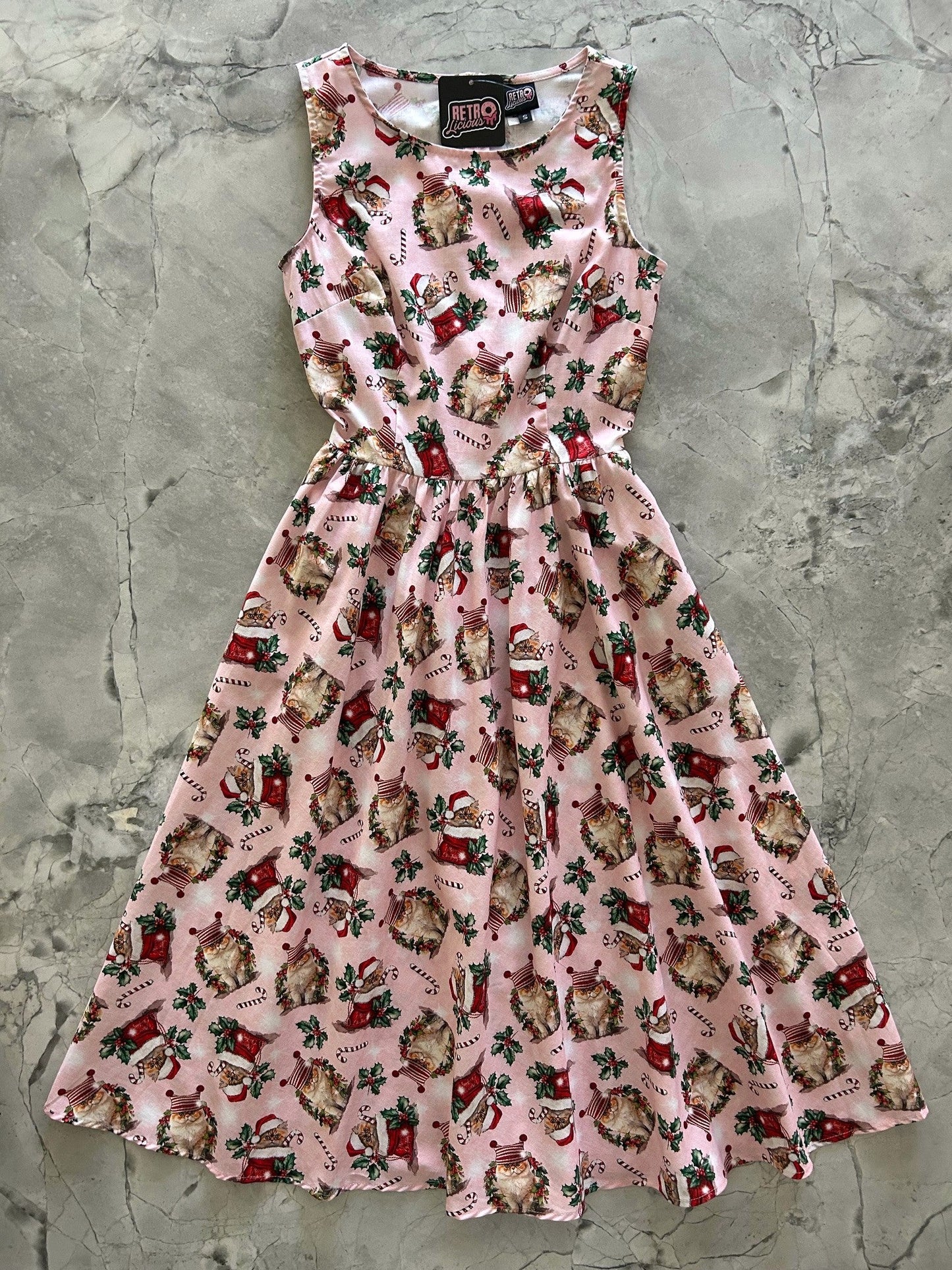 Holiday Cats Midi Dress