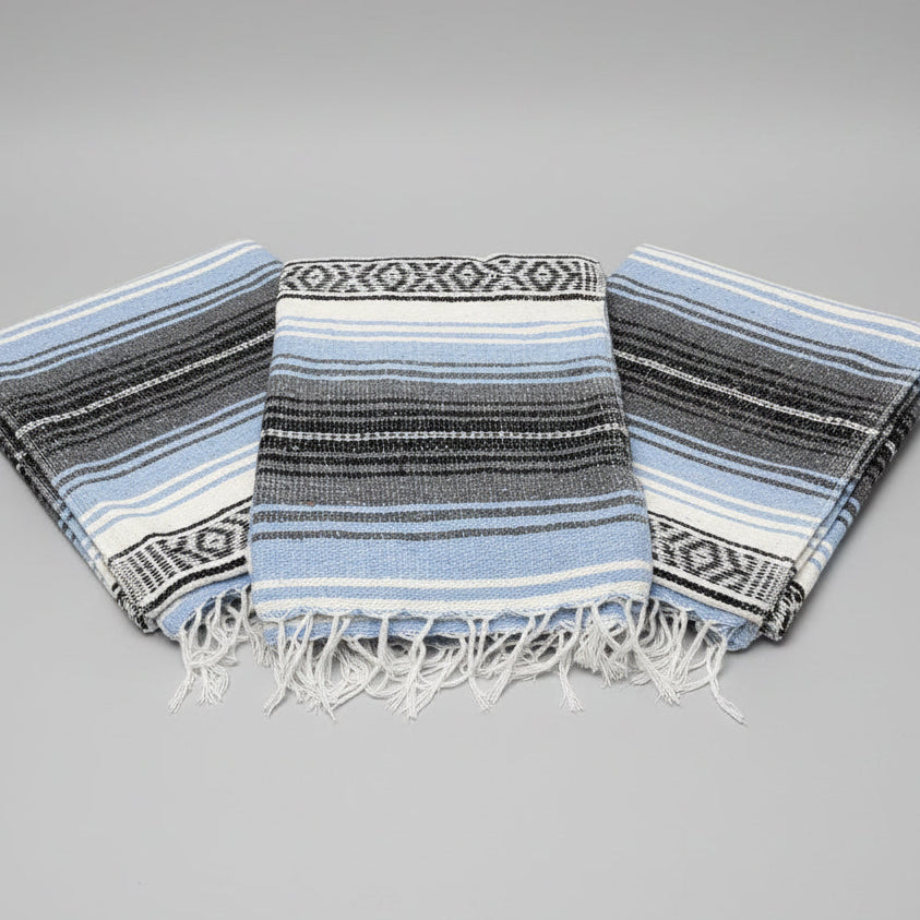 Light Blue Mexican Falsa Blanket | Bulk Savings