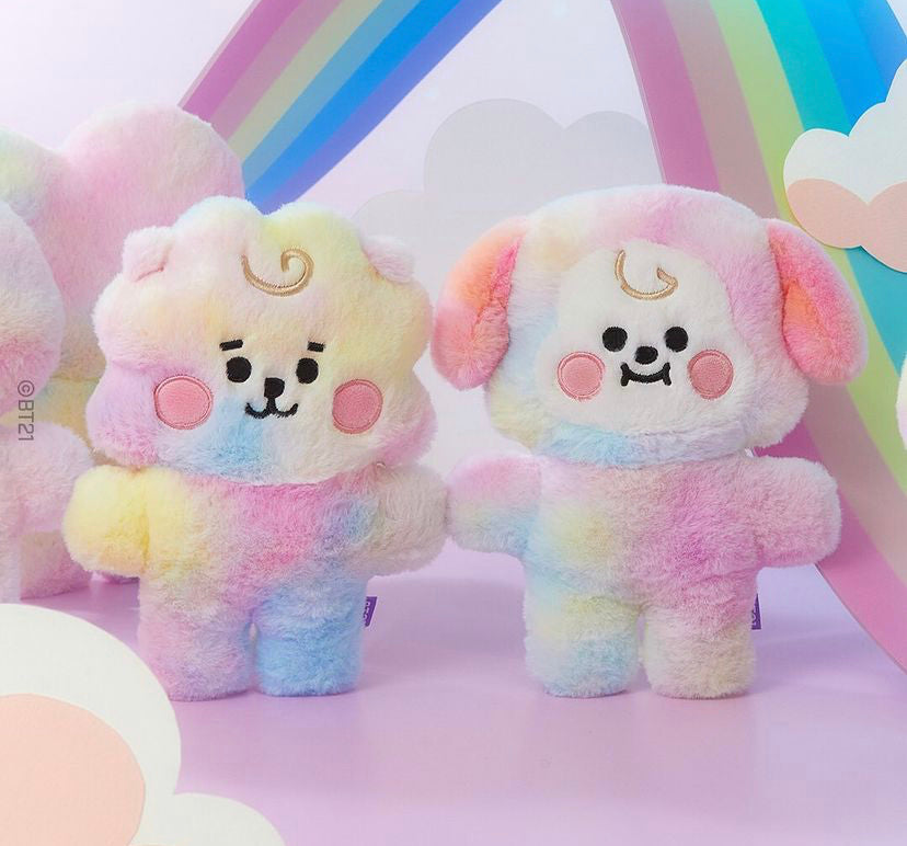 BTS x BT21 Baby Rainbow Flat Fur Standing Doll (Official)