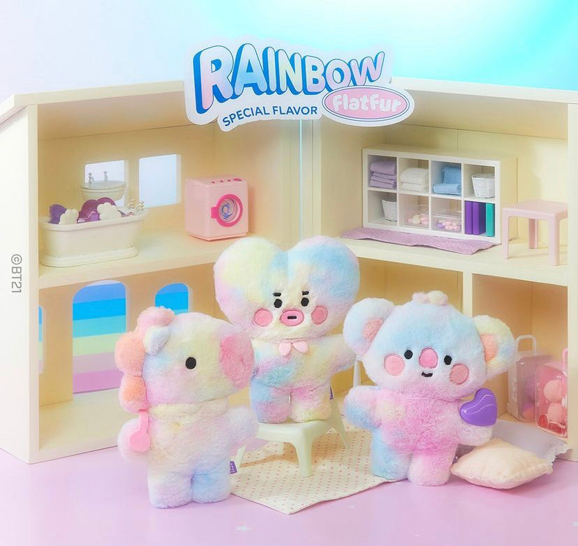 BTS x BT21 Baby Rainbow Flat Fur Standing Doll (Official)