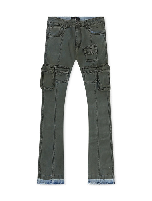 Vicious Denim Cargo Stacked Jeans - Olive