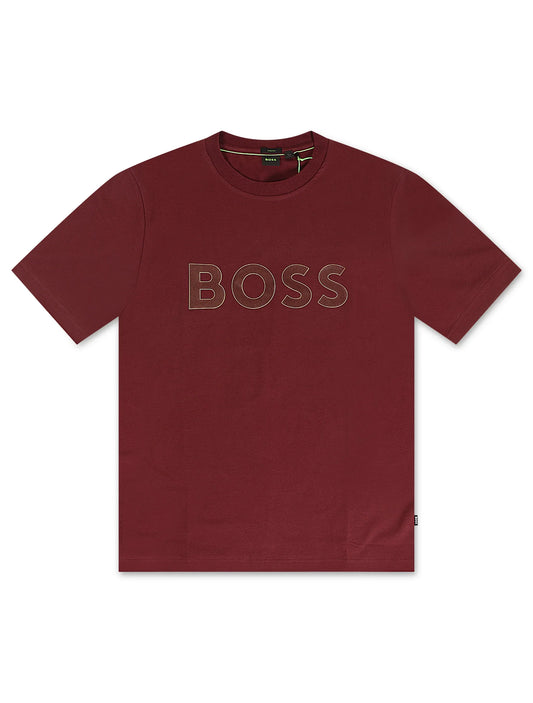 Hugo Boss Stretch Cotton Tee Logo - Burgundy