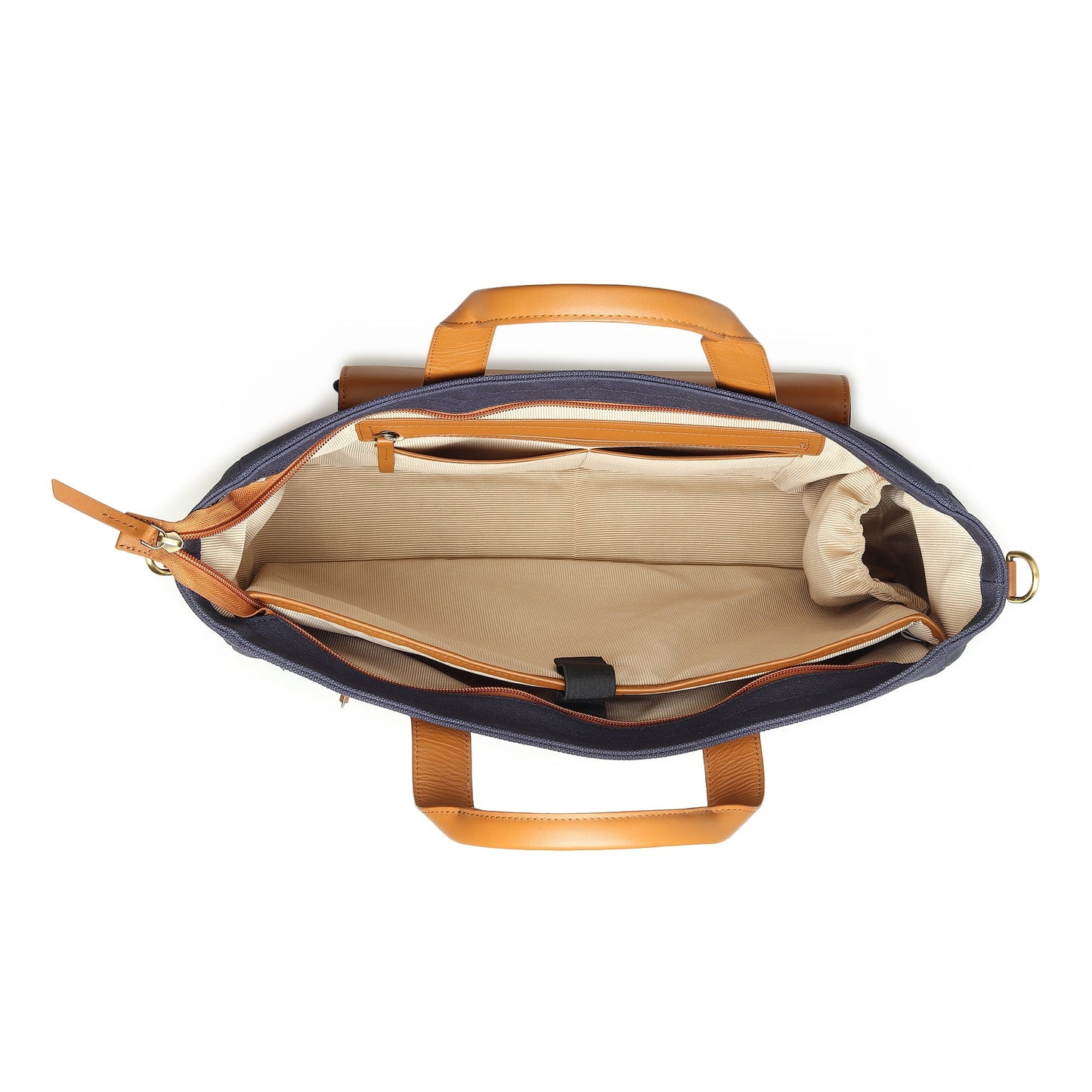 Voyager Canvas Leather Briefcase, Dark Blue