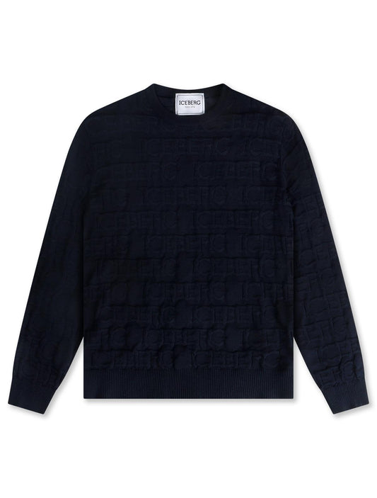 Iceberg All Over Knitted Sweater - Navy