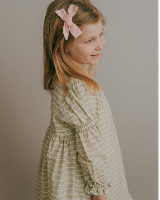 Fiona Dress- Blush Vine Stripe