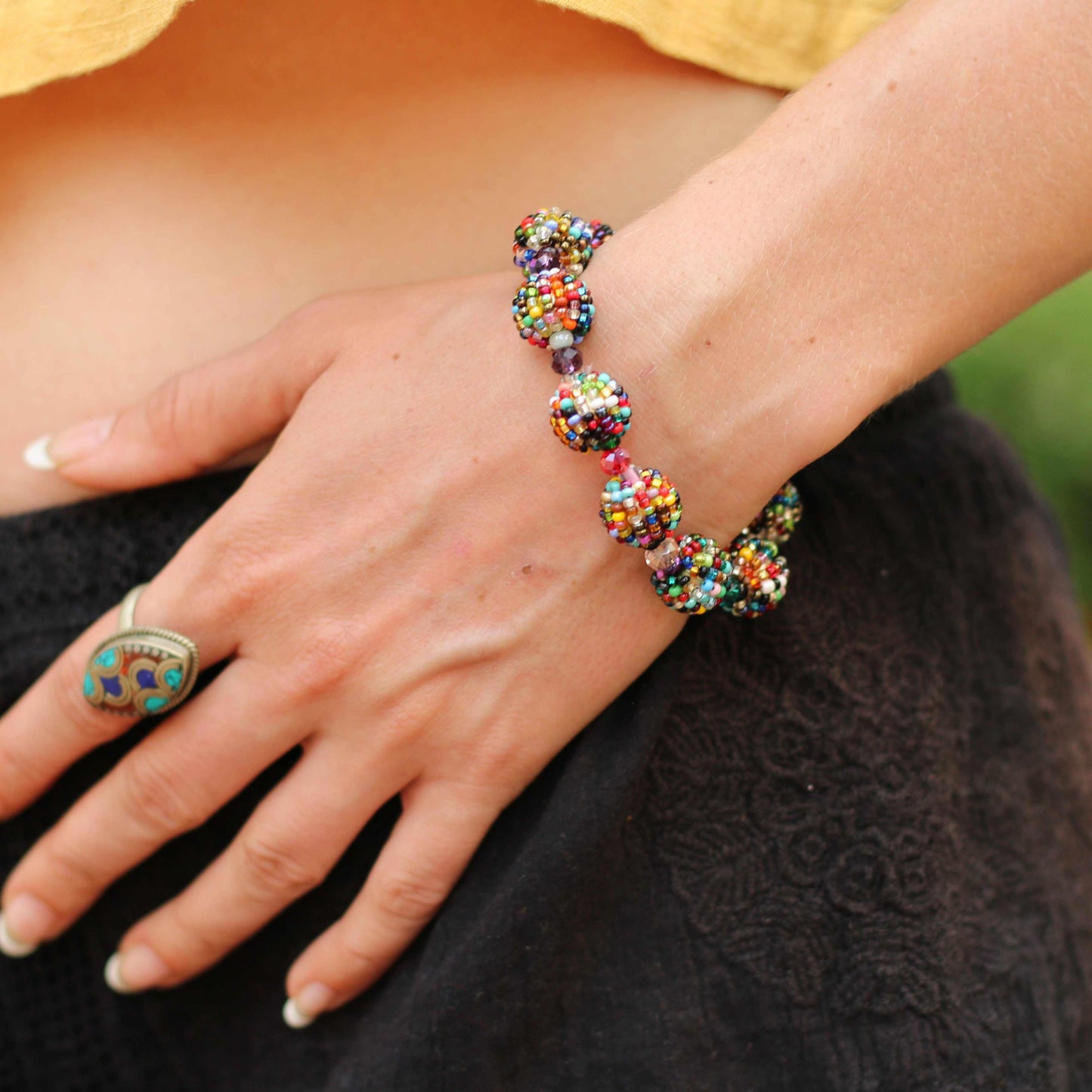 Shiva Magnetic Closure Seed Bead Bracelet - Guatemala