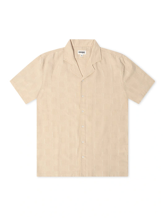 Denim Exchange Crochet Textured Button Up Shirt - Khaki