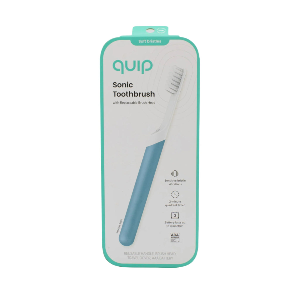 quip Sonic Battery Operated Toothbrush in White / Blue - Imperfect Box