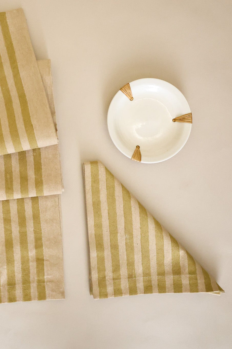 Oh! Stripes (Lime) Block Print Napkin