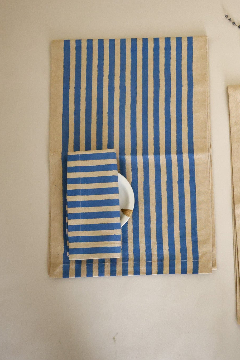 Oh! Stripes (Blue) Block Print Napkins