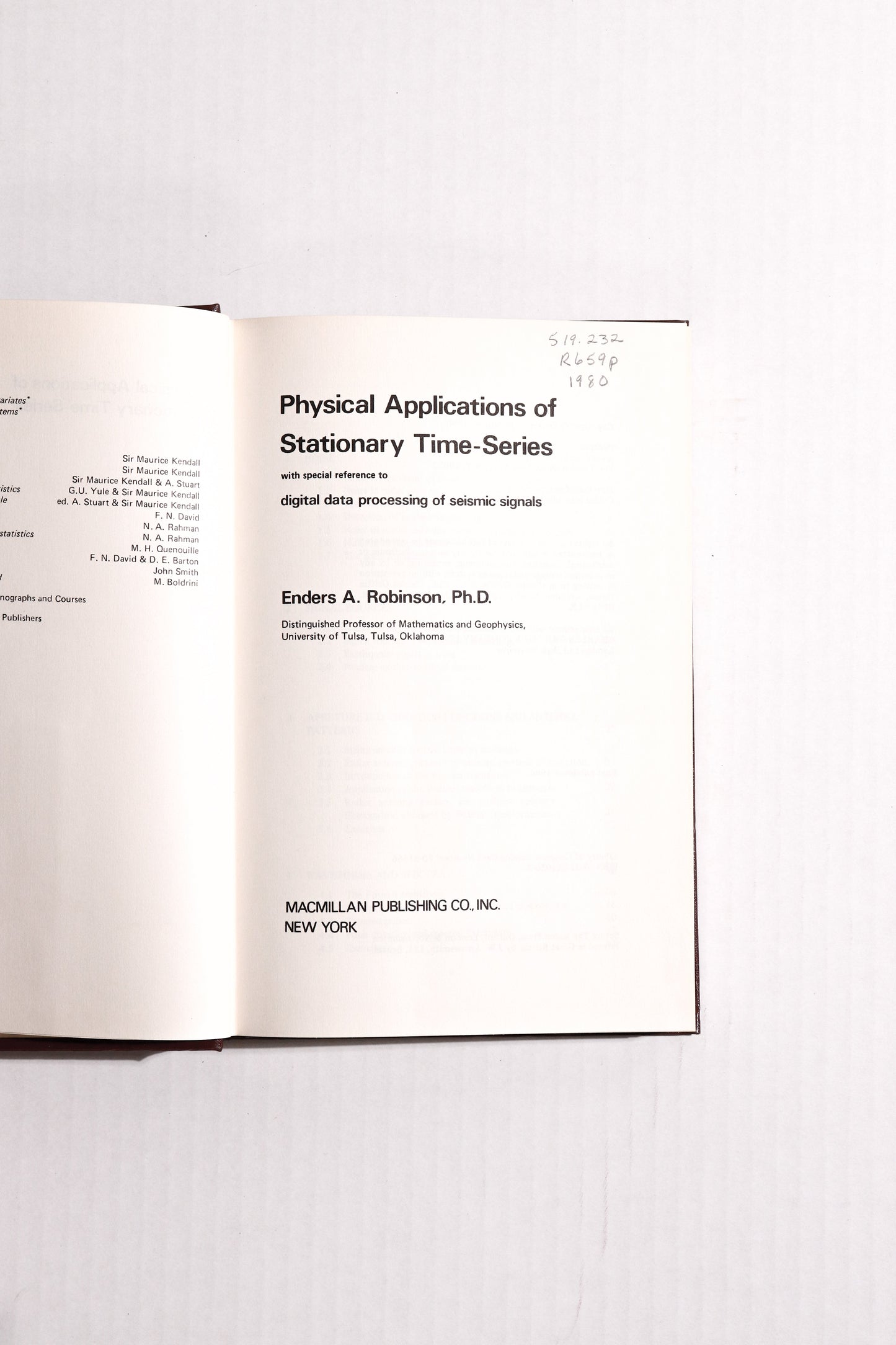 Physical Applications of Stationary Time-Series
