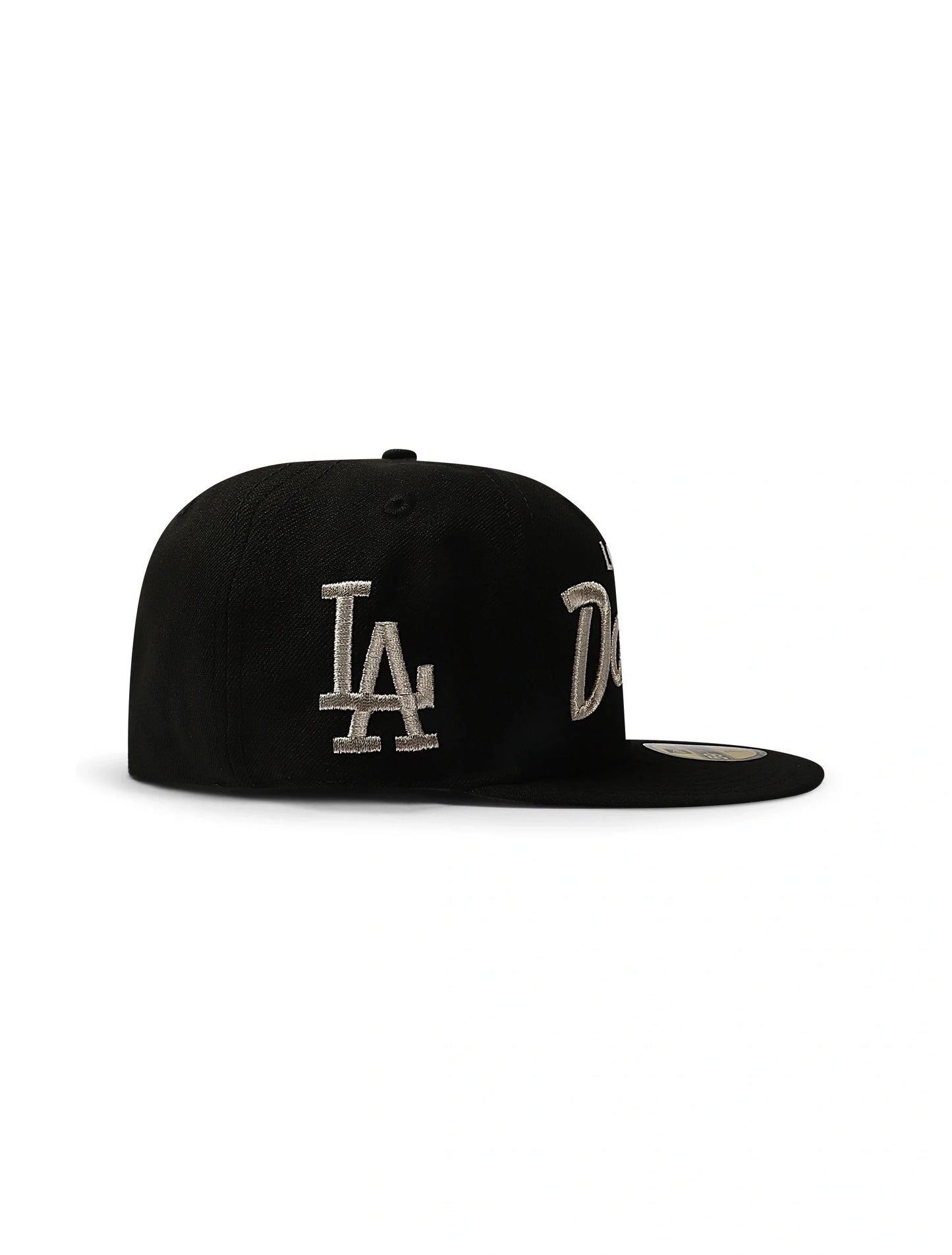 New Era 5950 Dodgers Side LA Metallic Script Hat - Black/Silver