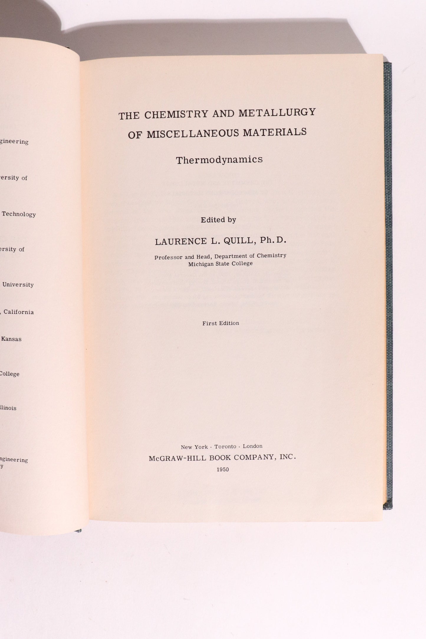 The Chemistry and Metallurgy of Miscellaneous Materials, First Edition 1950