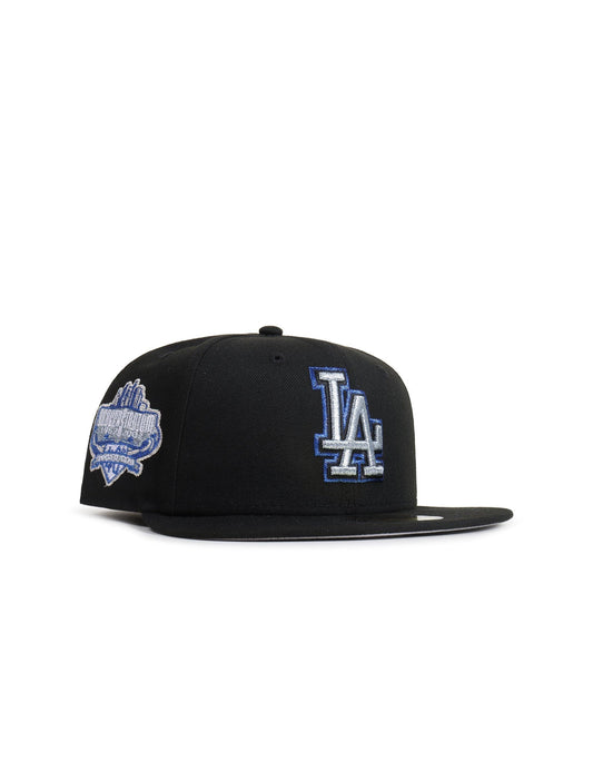 New Era 5950 Dodgers 40th Anniversary Hat - Black/Metallic Blue