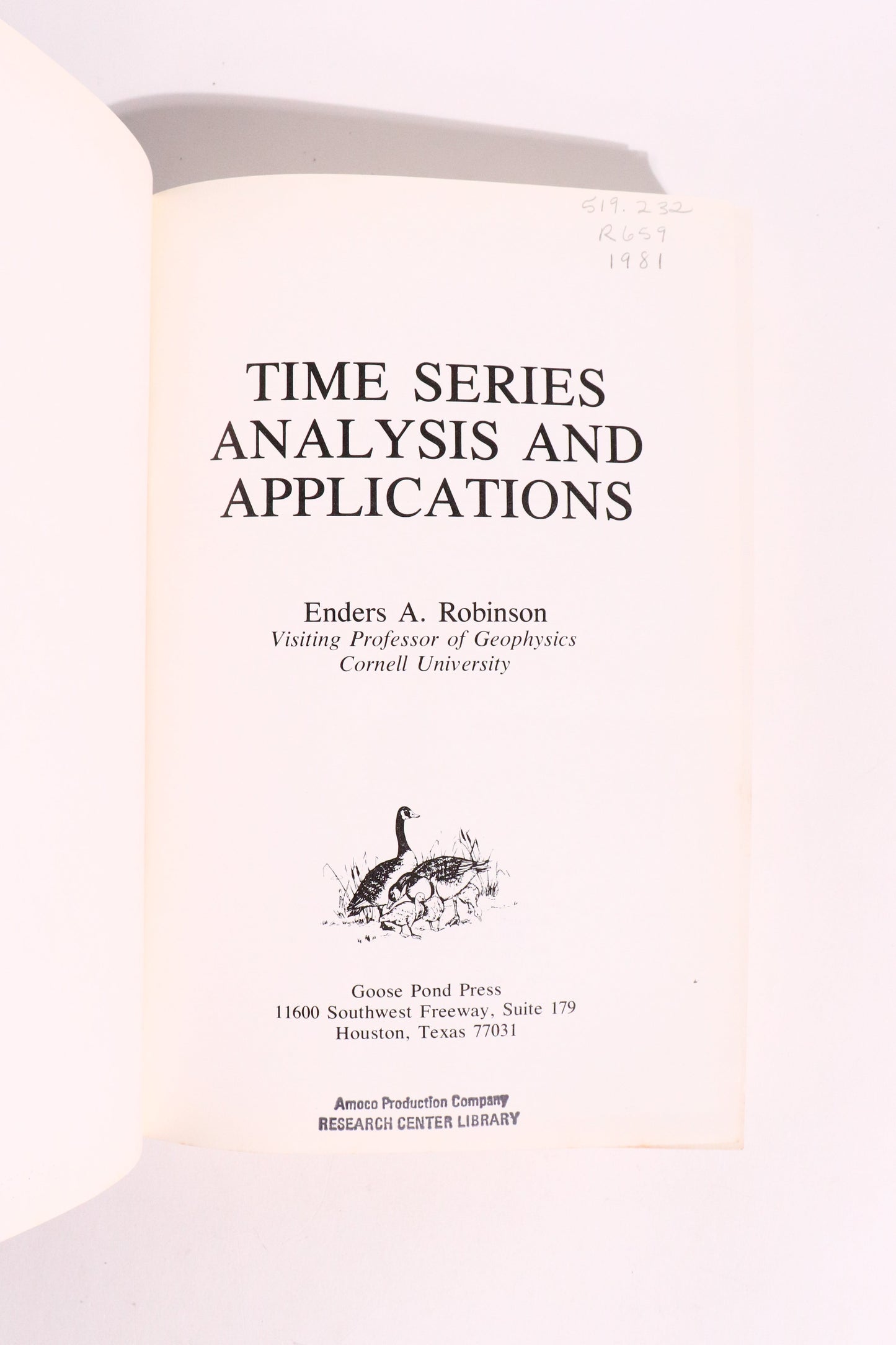 Time Series Analysis and Applications — Enders A. Robinson, 1981 First Printing | Signal Processing & Statistics