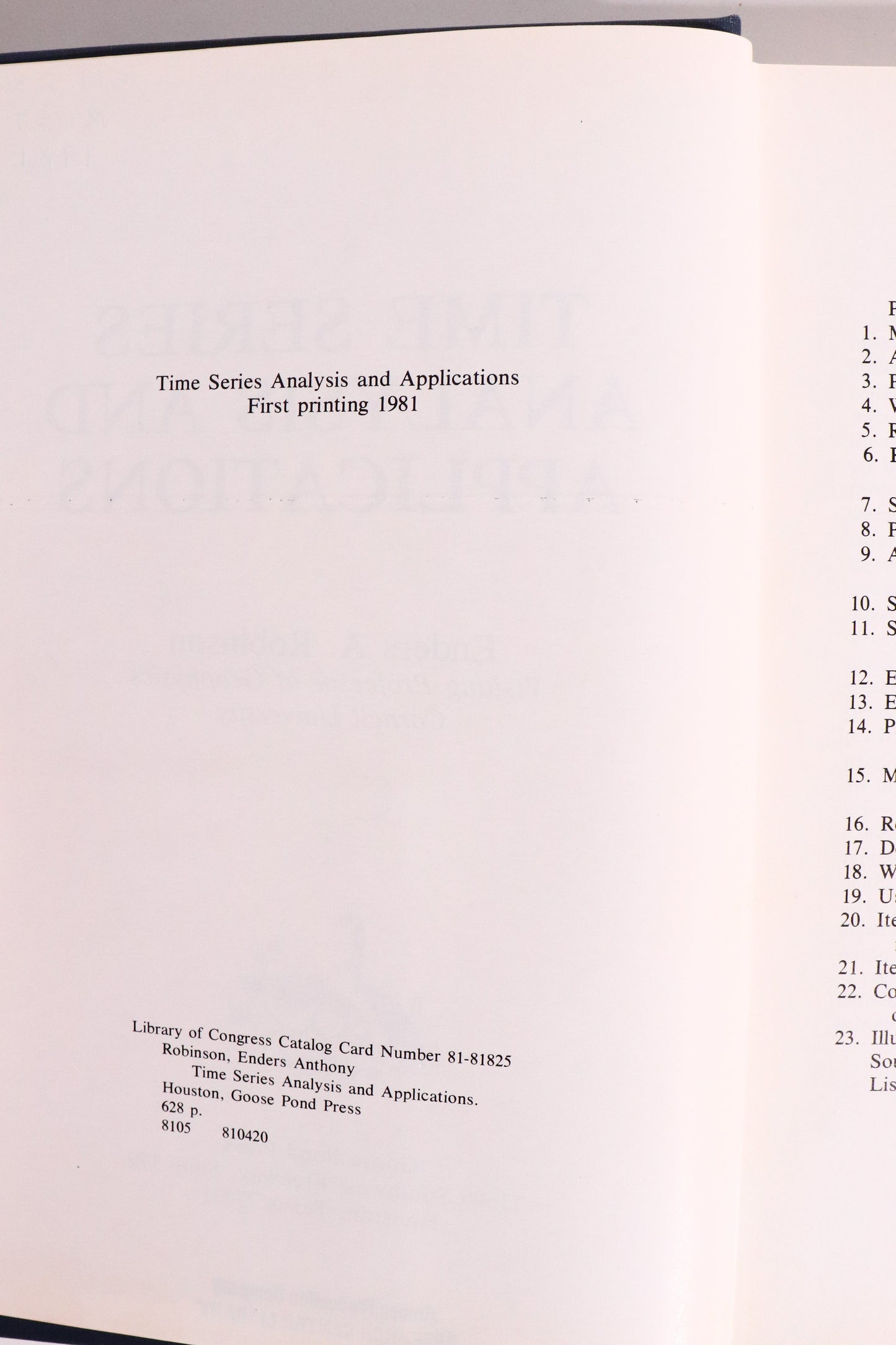 Time Series Analysis and Applications — Enders A. Robinson, 1981 First Printing | Signal Processing & Statistics
