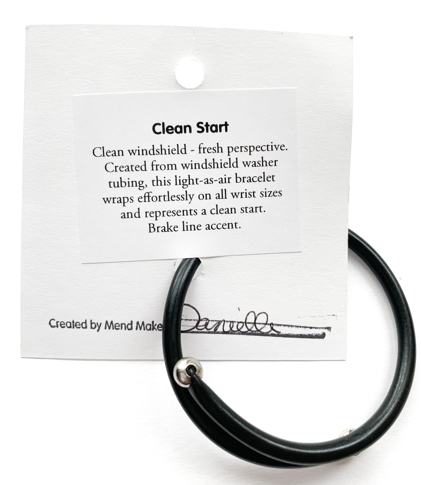 Clean Start Unisex Bracelet | Repurposed Automotive Steel Brake Line | Rubber Windshield Wiper Tubing
