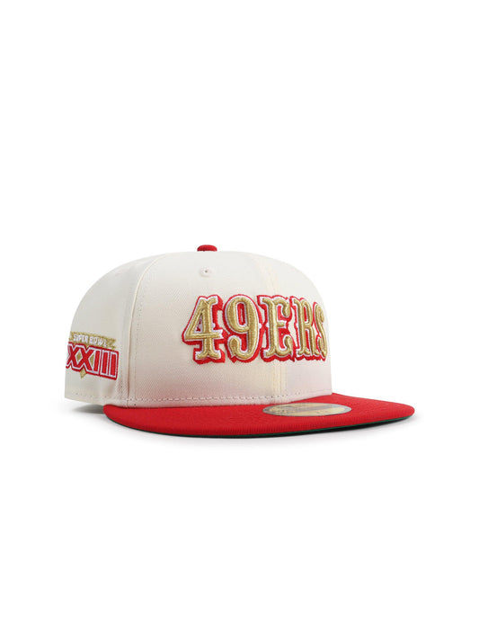 New Era 5950 San Francisco 49ers XXIII Super Bowl Patch Hat - Chrome/Red