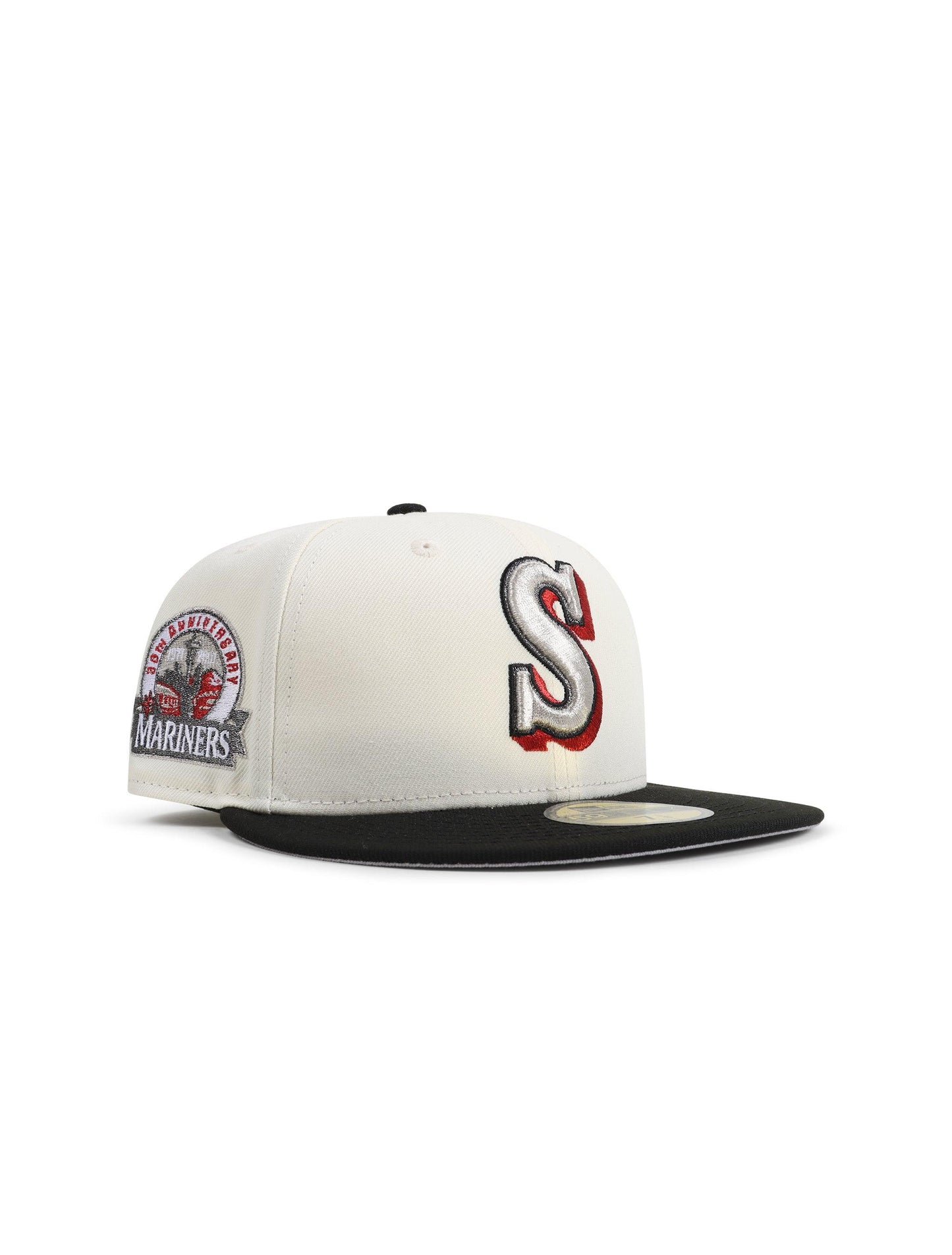 New Era 5950 Seattle Mariners 30th Anniversary Patch Hat - Chrome/Red