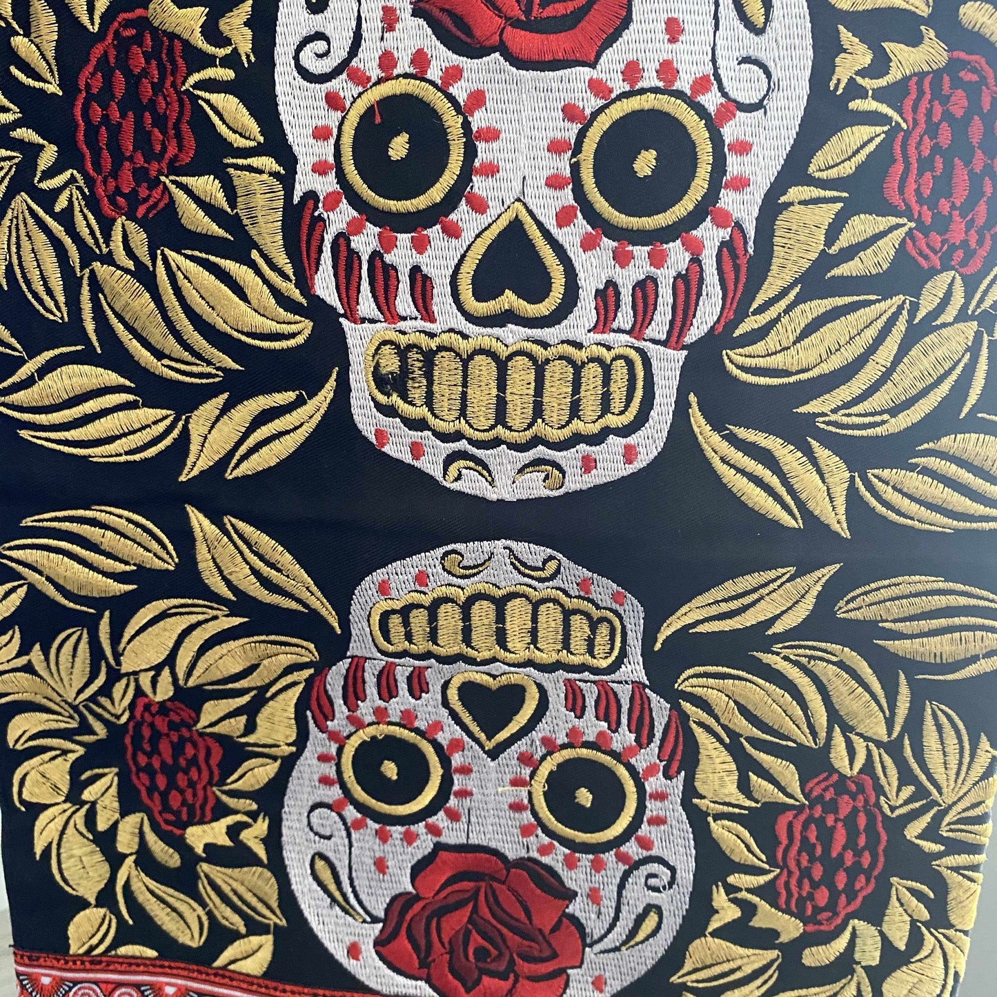 Sugar Skull Embroidered Yoga Bag - Thailand