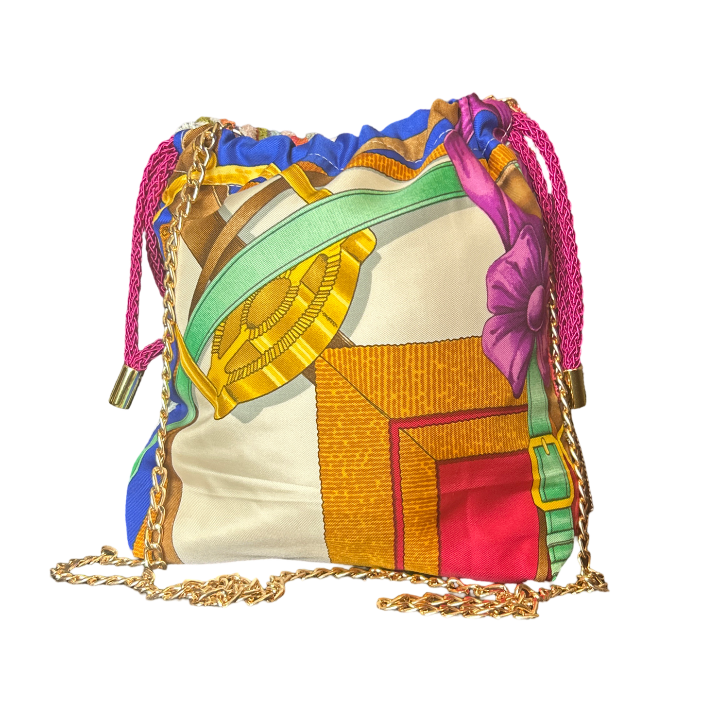 Grand Manege Vintage Scarf Drawstring Crossbody Bag