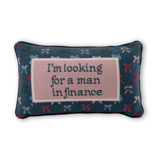 Man In Finance Needlepoint Pillow