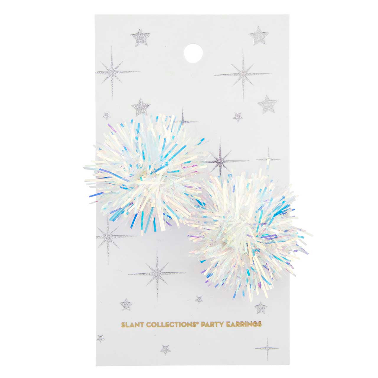 Iridescent Party Earrings | Mylar Pom Pom
