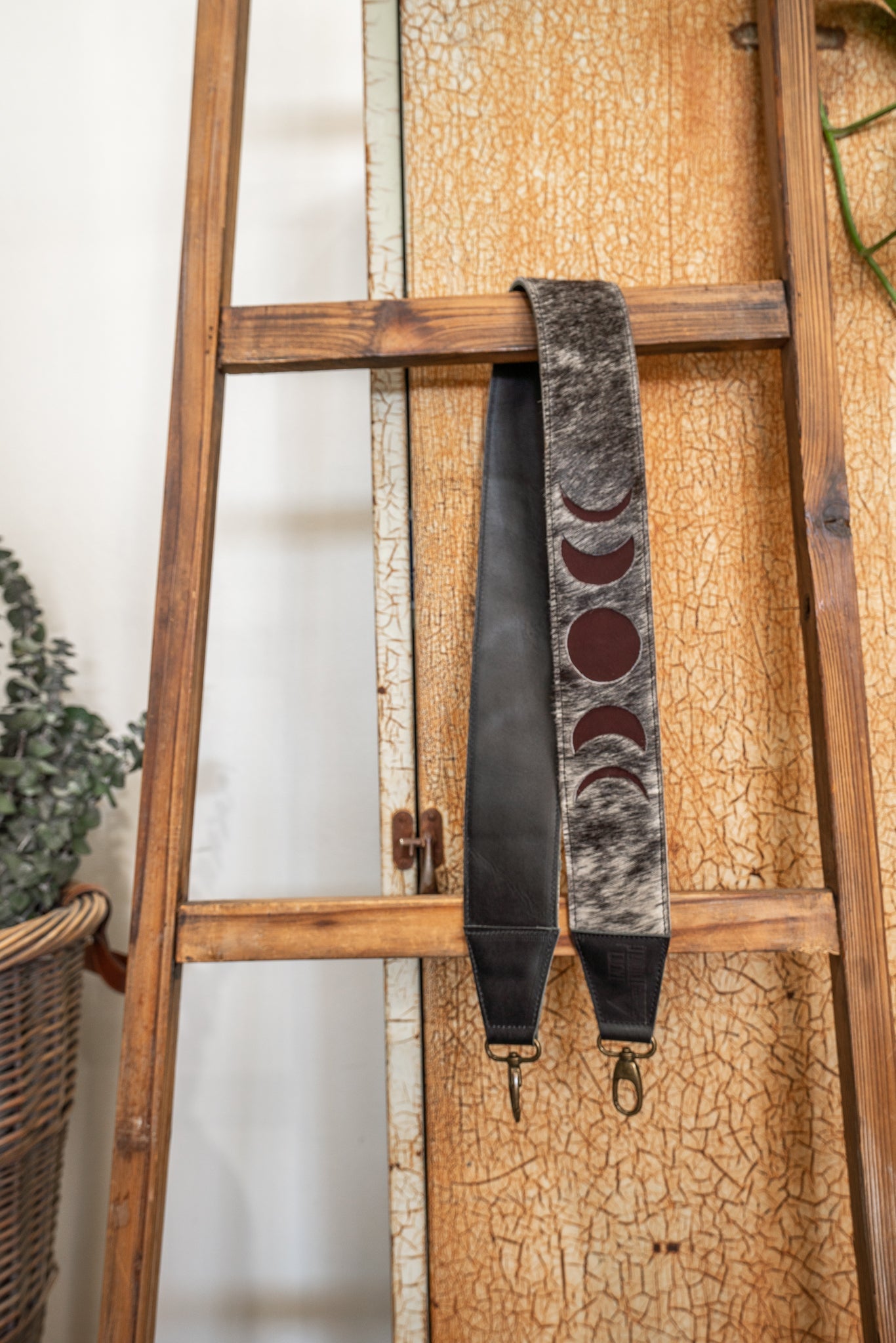 Moon Phase Strap - Hair on Hide/Maroon