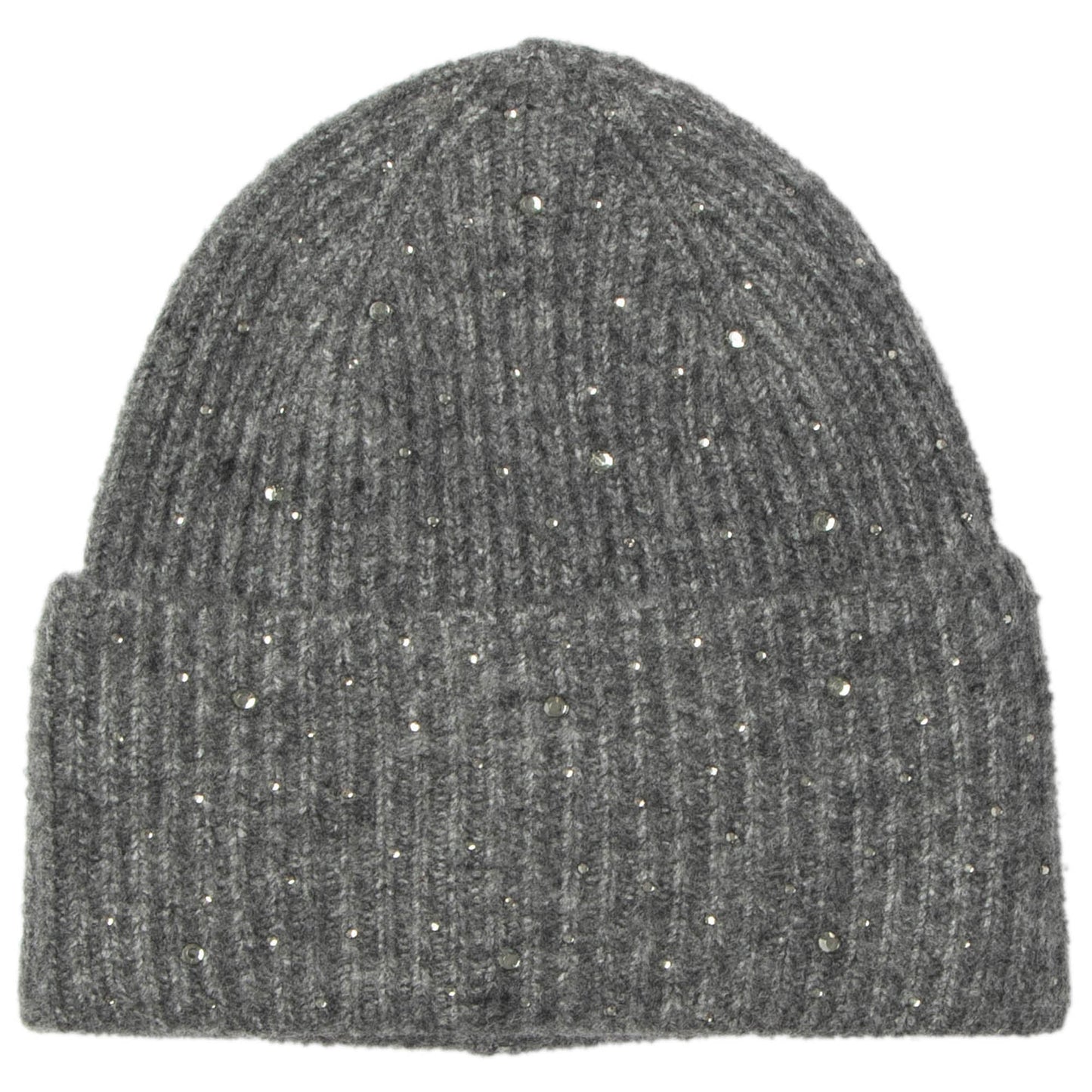Juliet - Rib Knit Cuff Beanie with Tonal Rhinestones